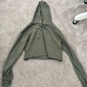 H&M Cropped Green Hoodie